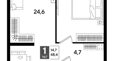 1-к. квартира, 47&nbsp;м²