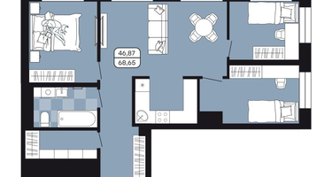 Студия, 68&nbsp;м²