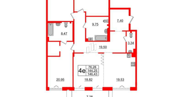 4-к. квартира, 144&nbsp;м²
