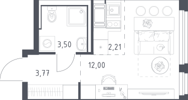 Студия, 21&nbsp;м²