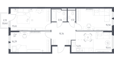 Студия, 81&nbsp;м²