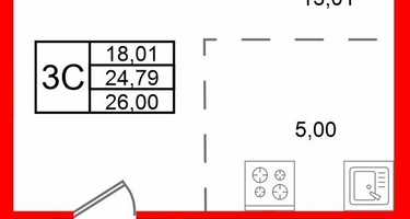 Студия, 24&nbsp;м²