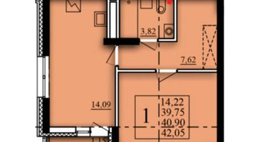 1-к. квартира, 40&nbsp;м²