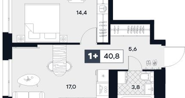 1-к. квартира, 40&nbsp;м²