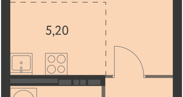 1-к. квартира, 26&nbsp;м²