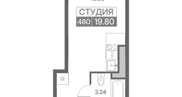 Студия, 19&nbsp;м²
