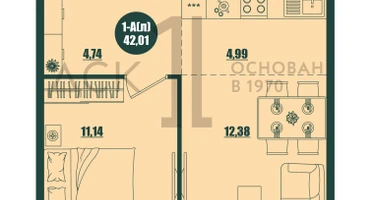 1-к. квартира, 42&nbsp;м²