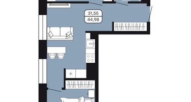 Студия, 44&nbsp;м²