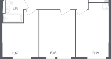 2-к. квартира, 54&nbsp;м²