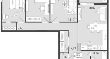 3-к. квартира, 83 м²