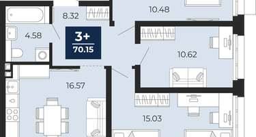 3-к. квартира, 68 м²