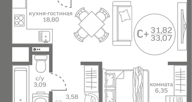 Студия, 31&nbsp;м²