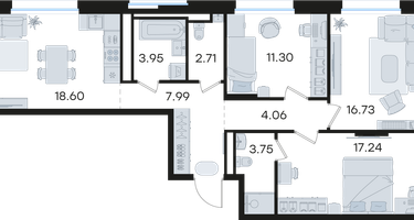 3-к. квартира, 86&nbsp;м²