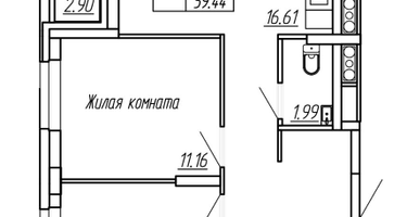 2-к. квартира, 57&nbsp;м²