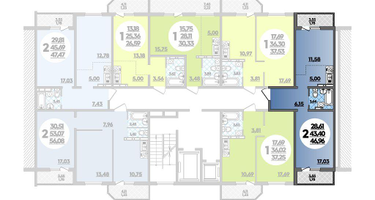 2-к. квартира, 46&nbsp;м²