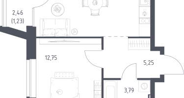 1-к. квартира, 38&nbsp;м²