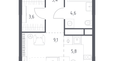 Студия, 25&nbsp;м²