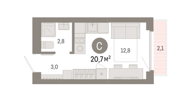 Студия, 20&nbsp;м²
