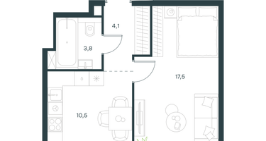 1-к. квартира, 35&nbsp;м²