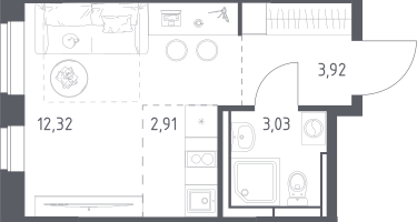 Студия, 22&nbsp;м²