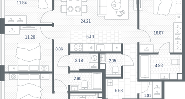 4-к. квартира, 109&nbsp;м²