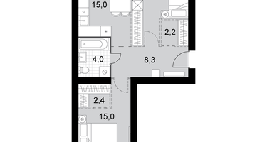 2-к. квартира, 61&nbsp;м²