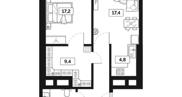 2-к. квартира, 63&nbsp;м²