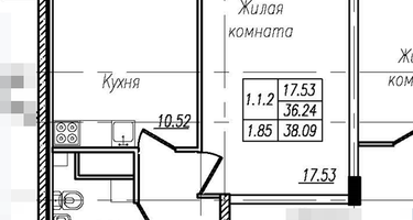 1-к. квартира, 38 м²