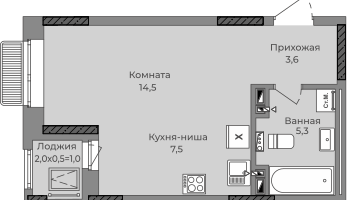 Студия, 32 м²