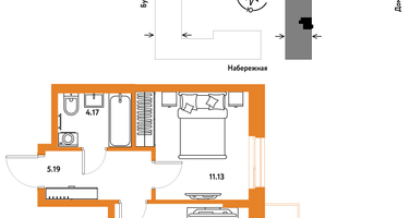 1-к. квартира, 36 м²