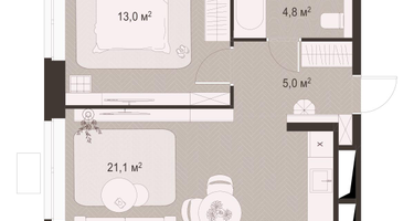 1-к. квартира, 43&nbsp;м²