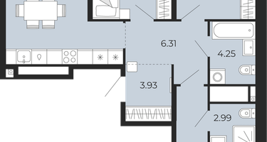 3-к. квартира, 75 м²