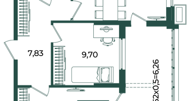 2-к. квартира, 58 м²