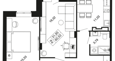 2-к. квартира, 60&nbsp;м²