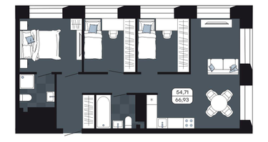 Студия, 66&nbsp;м²