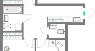 2-к. квартира, 62 м²