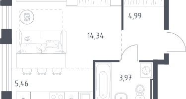 Студия, 28&nbsp;м²