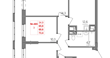 3-к. квартира, 69&nbsp;м²