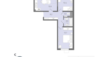 2-к. квартира, 53&nbsp;м²