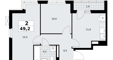 2-к. квартира, 49&nbsp;м²
