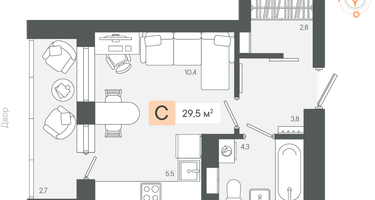 Студия, 29&nbsp;м²