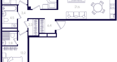 3-к. квартира, 87&nbsp;м²
