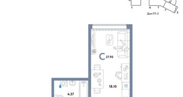 Студия, 27&nbsp;м²