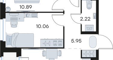 2-к. квартира, 45 м²
