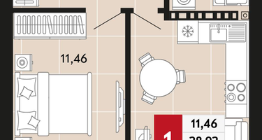 1-к. квартира, 42 м²