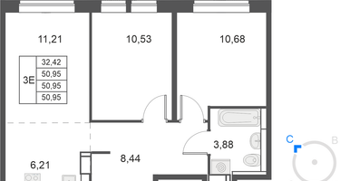 3-к. квартира, 50&nbsp;м²