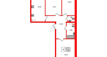 3-к. квартира, 77&nbsp;м²