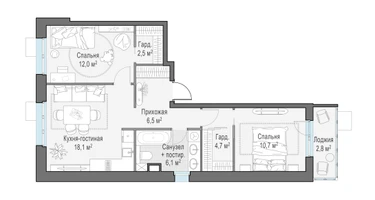 3-к. квартира, 62&nbsp;м²
