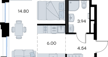 Студия, 29 м²
