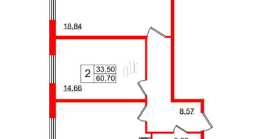 2-к. квартира, 60&nbsp;м²